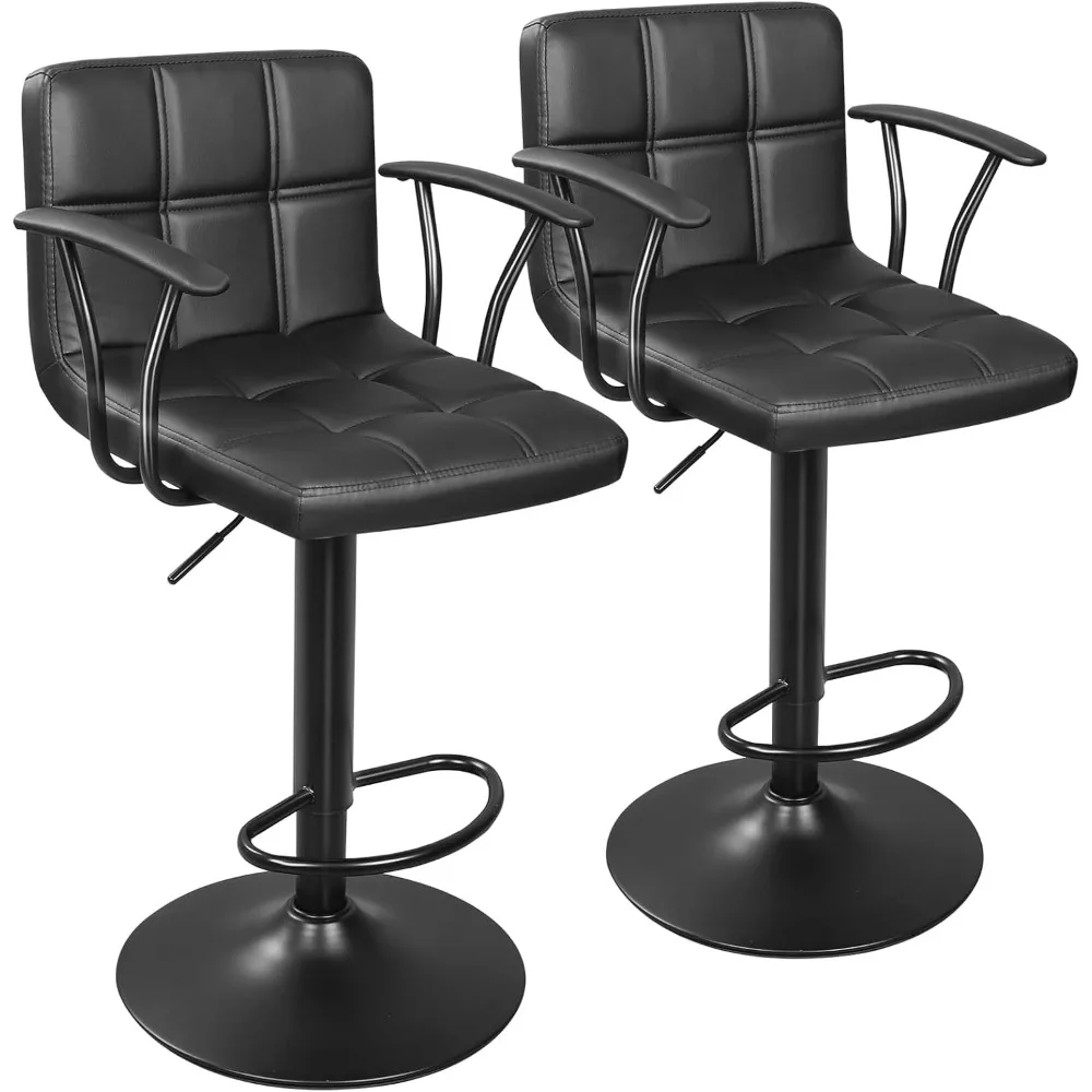 

Bar Stools Set of 2, Armrest Adjustable Swivel Barstools with Back,Double Needle PU Leather Counter Height Chairs,Counter Stools