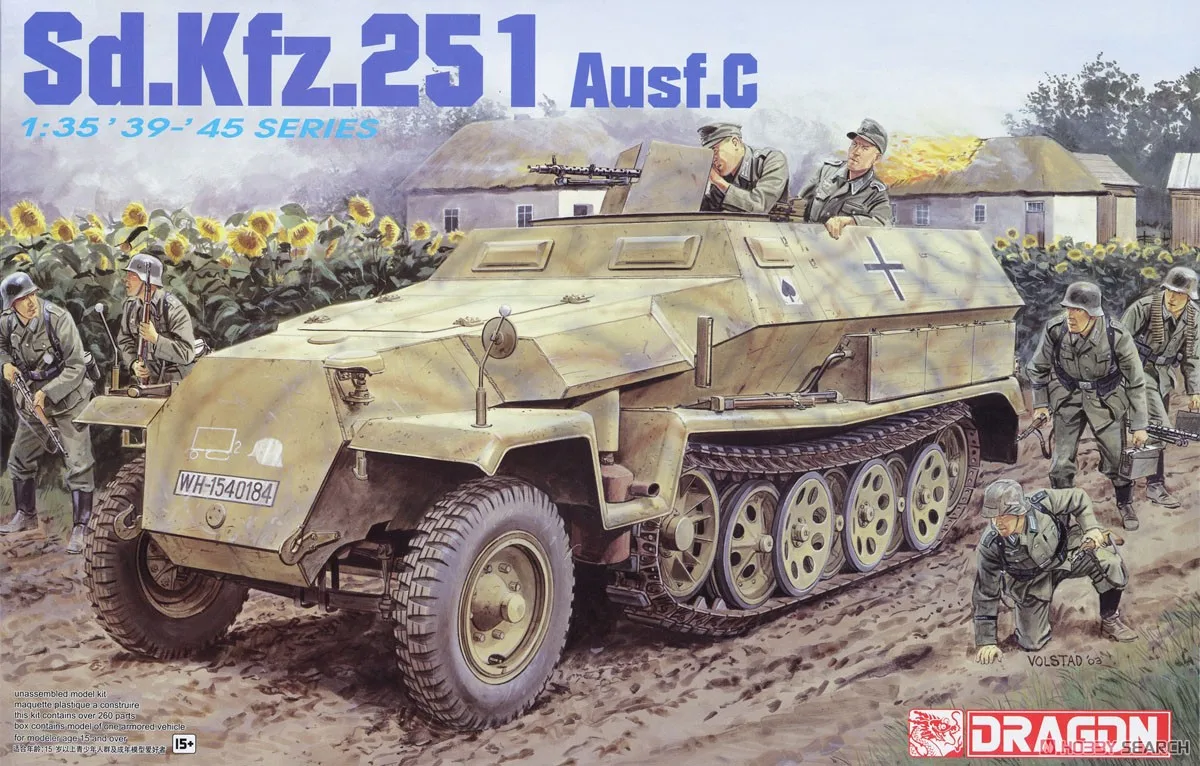 DRAGON 1/35 6187 Sd.Kfz.251/1 Ausf.C w/Figure & Sunflower Model Kit