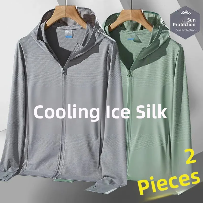 

Quick Dry Ice Silk Thin Workwear Sun Protection Clothing Men's Summer Fishing Jacket Breathable Lightweight Polyester Fiber