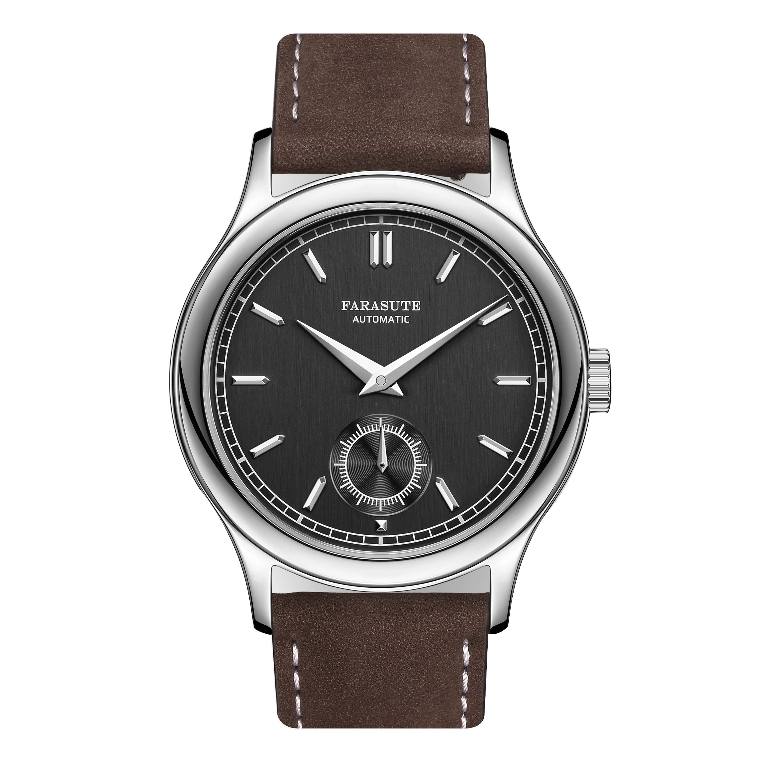 FARASUTE Men Retro Watch 39mm Classic Manual Winding Mechanical Wristwatch 5Bar Waterproof Sapphire Mirror Small Second Dial