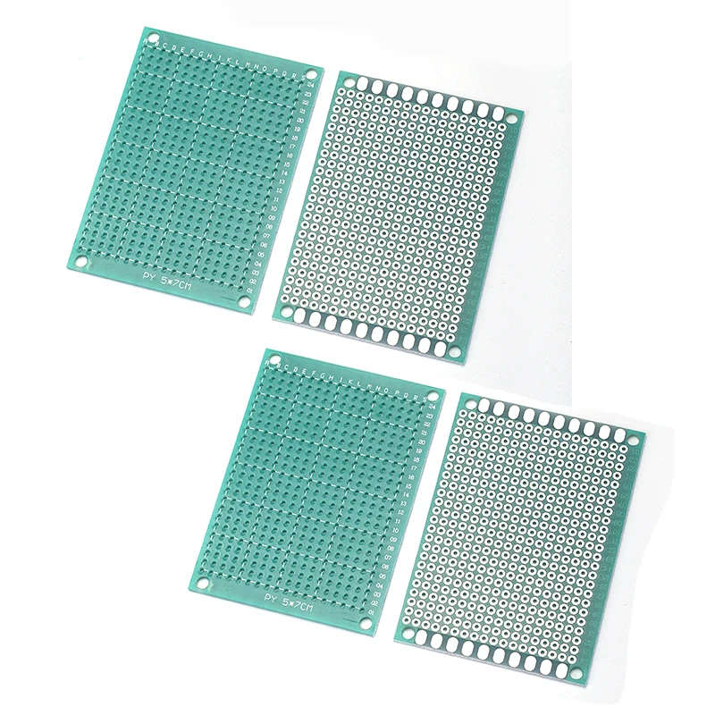 2pcs 5x7cm Universal Single-Sided PCB Board 2.54mm Pitch Standard Size for DIY Electronics Projects