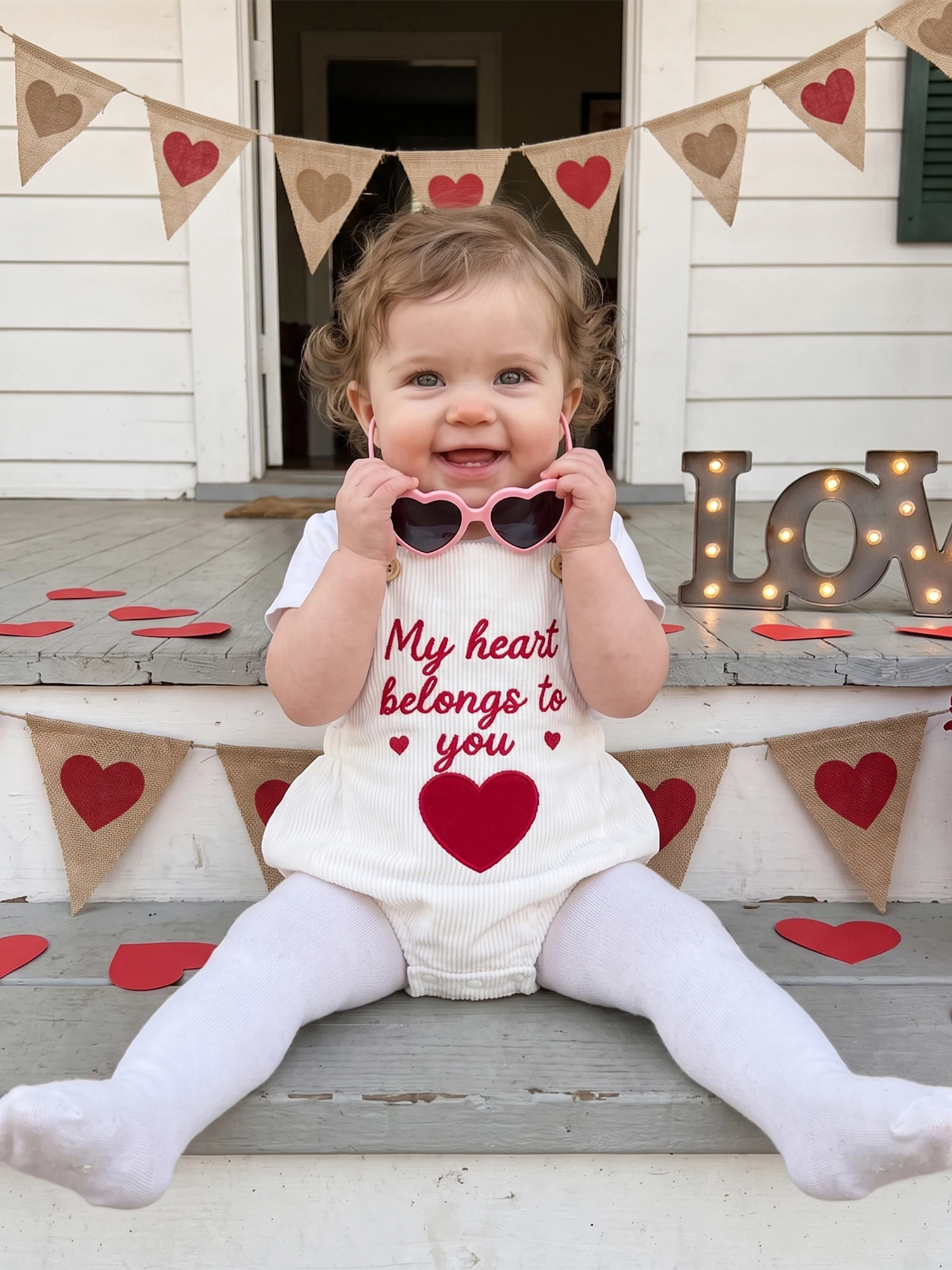 S Day Embroidery Sleeveless Embroidery Letter Day Romper Letter Embroidery Baby-Girl-Valentine Top Rated