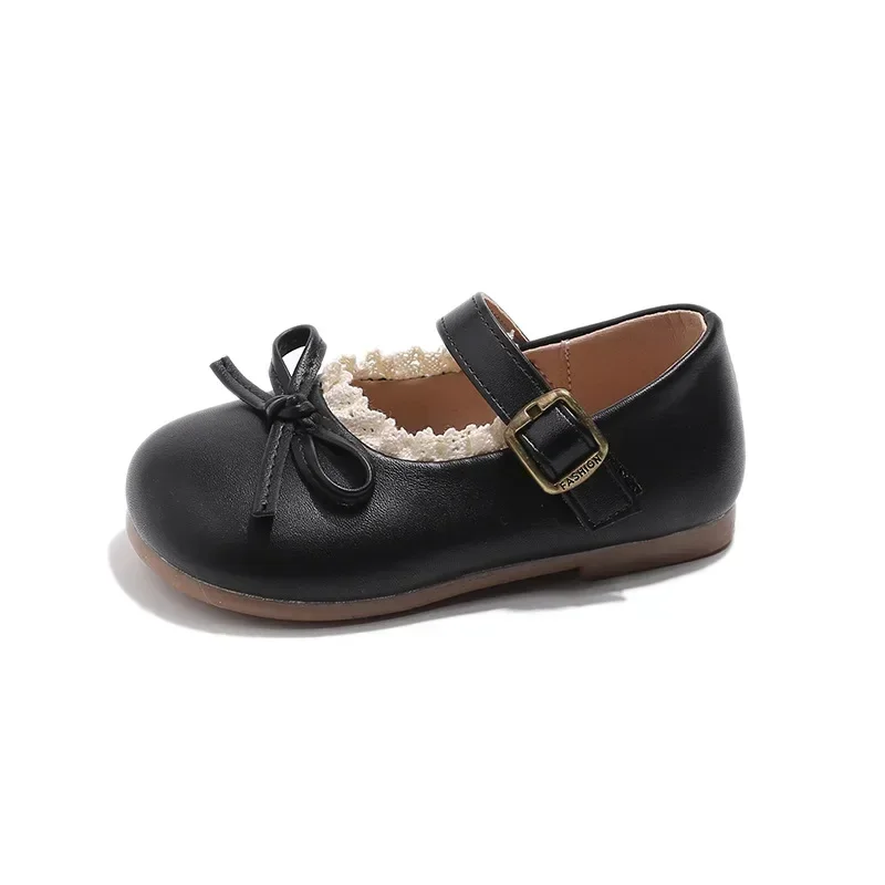 Fashion Spring Autumn Girls' Flat Shoes Bowknot Kids Princess Leather Shoes Causal Versatile Children Shoes for Wedding Party