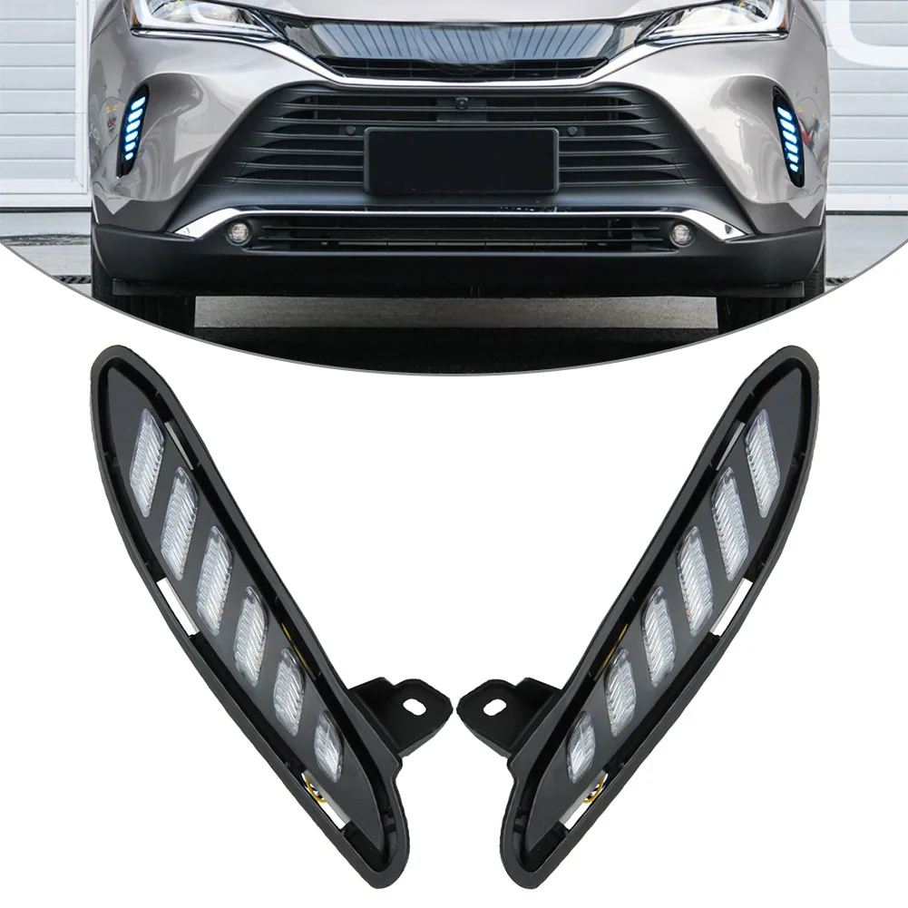 Car LED DRL Daytime Running Driving Light W/ Turn Signal Indicator Lamp For Toyota Venza Harrier 2021 2022 1Pair