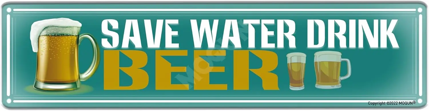 Save Water Drink Beer Sign, Save Water Drink Beer Decor, Funny Wall Decor For Home Farmhouse Man Cave Bathroom Bar, Quality Meta