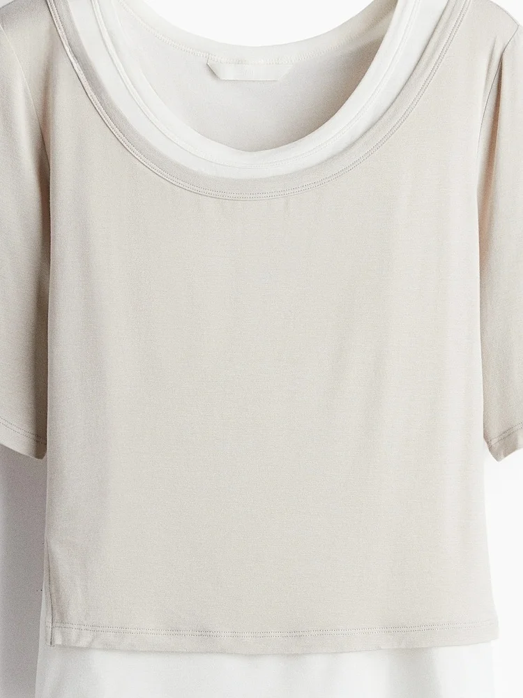 H&M Inverno Donna Faion Casual Multi-strato Top 30632 Or Sve Lunghezza Regolare Miscela Fibra T-shirt Donna Faion