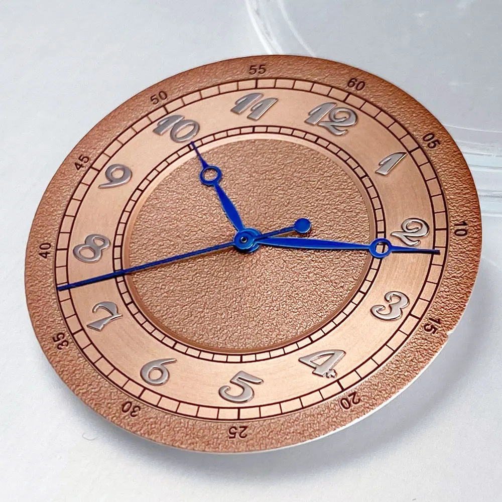 Brown White Watch Dial 33.5mm Blue Arabic Numerals Hand Set Fit NH35 NH36 NH38 PT5000 Diving Men Watch Parts Accessories