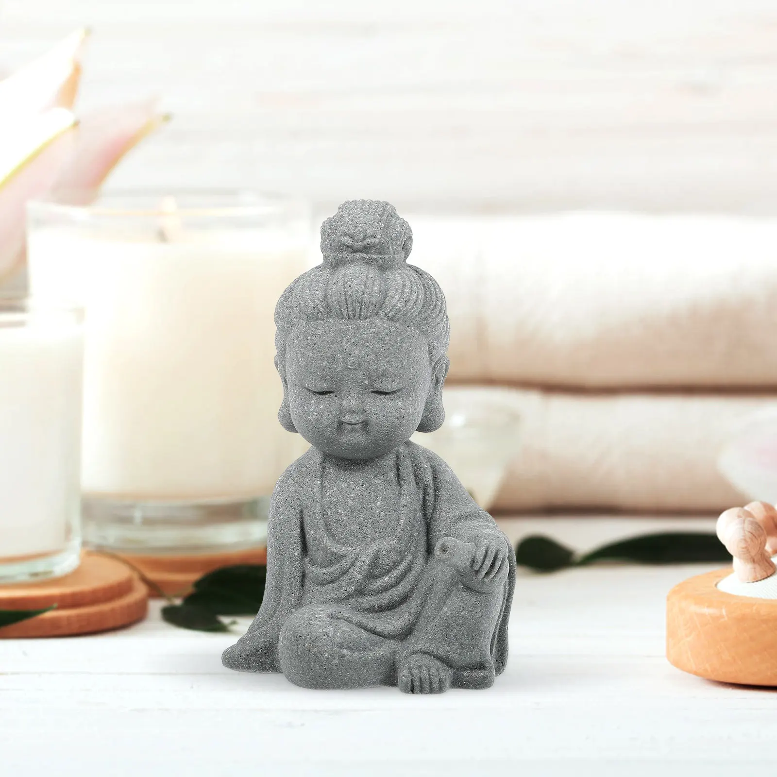 Resin Buddha Statue Mini Desktop Ornament for Home Office Garden Decor Fine Craftsmanship Smooth Surface Easy Clean view 4