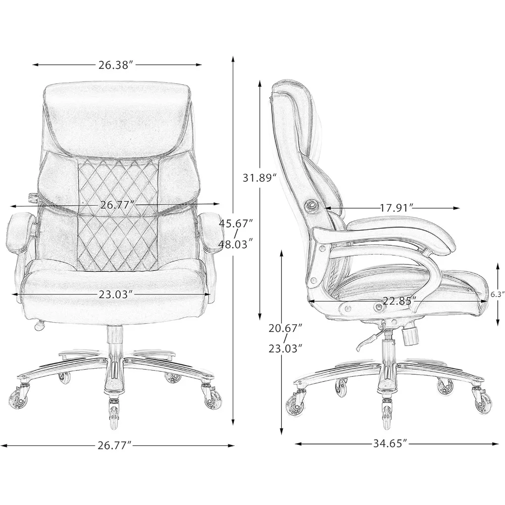 Silla de oficina grande y alta para personas pesadas con soporte lumbar ajustable, respaldo alto, silla de oficina para ordenador de piel sintética