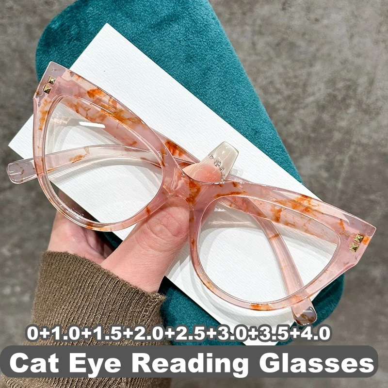 

Women's Fashion Oversized Reading Glasses Unisex Luxury Design Presbyopia Plus Diopters Retro Fashion Far Sight Eyeglasses 0+4.0
