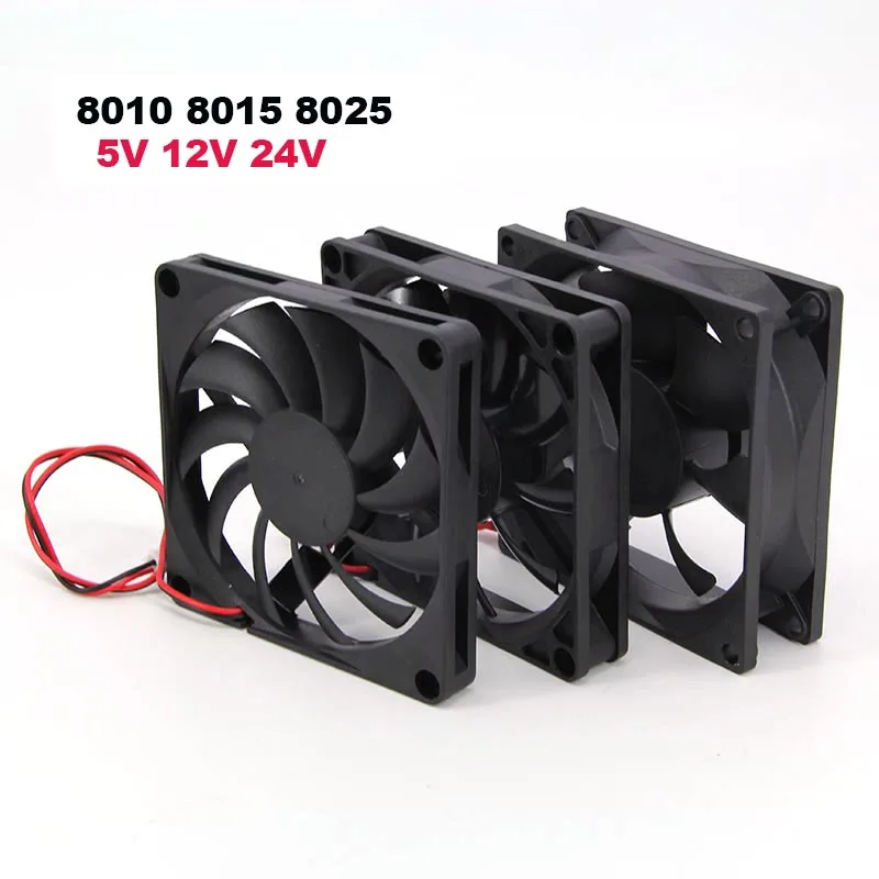 8cm 8010 8015 8025 DC 5V 12V 24V XH 2.54 2-Pin Bürstenloser Lüfter 80mmx25mm Kühlkörper Radiator 80*80*15 für PC-Gehäuse GPU W28