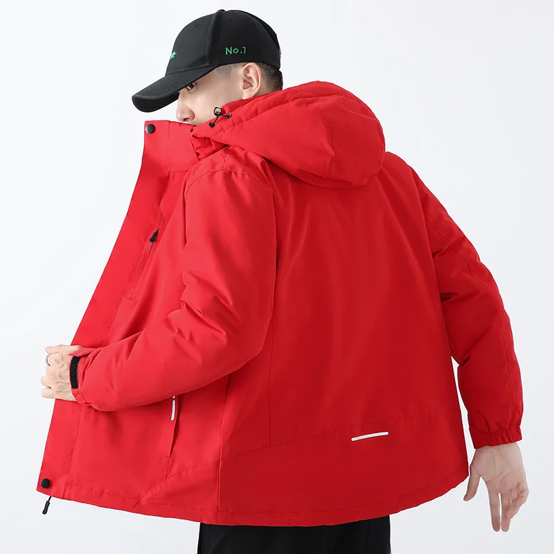 

Men's Winter Thiened Outdoor Casual down Jaet Hooded Workwear Warm Loose Fit Polyester Fiber 3D Stereo Design White Du ...