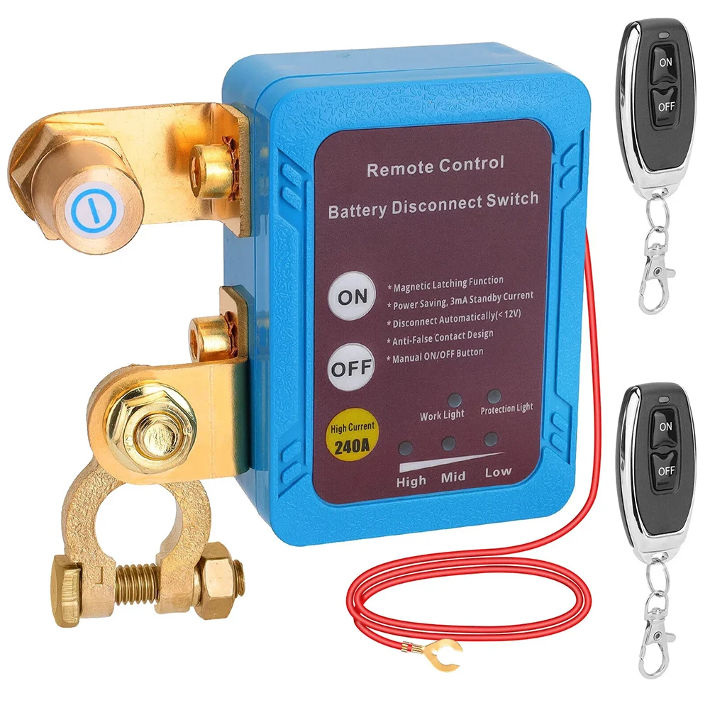 

12V/240A Car Battery Disconnect Relay Low Voltage Protect Master Cut-Off Switch Multi-Purpose for Boats RVs Trailers Motorcycles