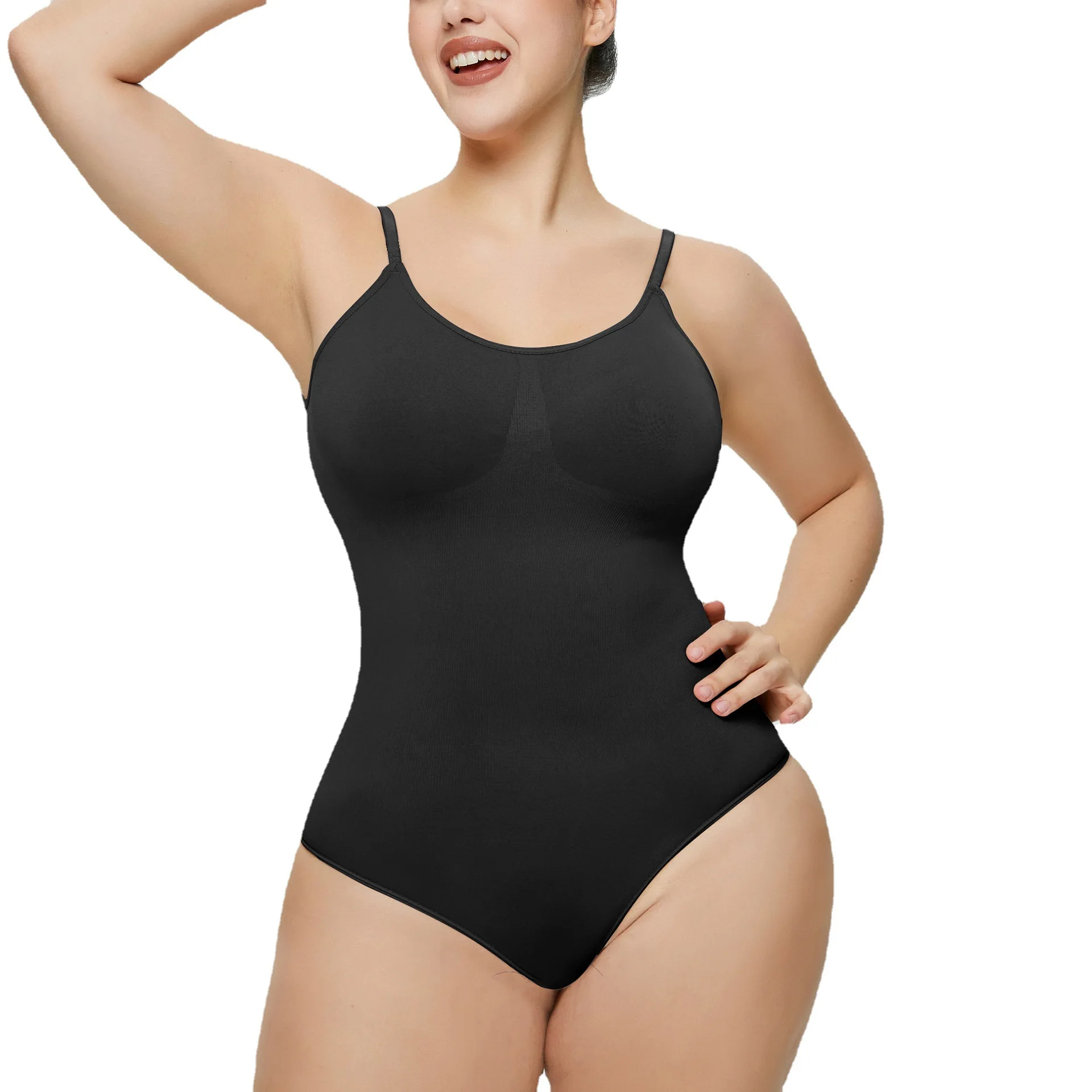 

Seamless Body Shaper for Plus Size Women, Tummy Control Bodysuit with Open Bust and Crotch, Slimming Shapewear