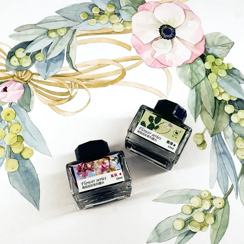 2 Pieces Ostrich Non Carbon Colored Ink Gold Powder Fountain Pen Dipped in Water Pen Ink Hand Account Diary Set Colored Ink