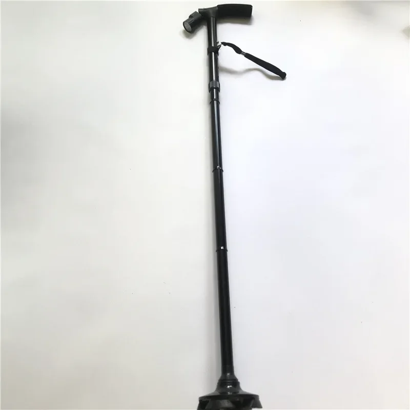 Aluminum Alloy Crutches with Lamp Folding Hiking Stick Double Handle Walking Sticker with Flashlight Retractable Baton