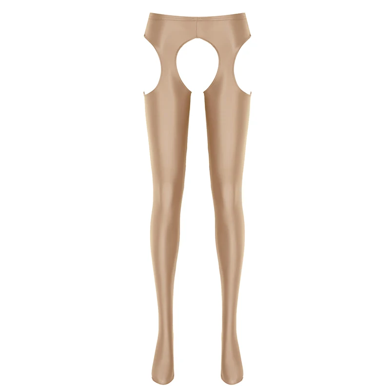 Celana legging ketat pinggang tinggi mengilap XXL minyak pria stoking celana ketat Lingerie seksi pakaian tidur potongan tanpa tali