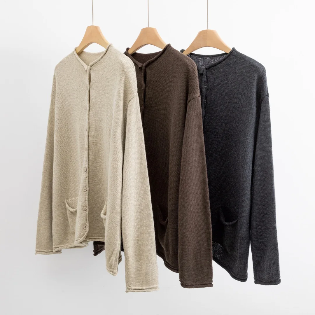 Solid Women's Long Sleeve Cardigan Casual Jacket Sweater Top for Spring Autumn Fashion Young Girl M L Adult Ladies Clothing