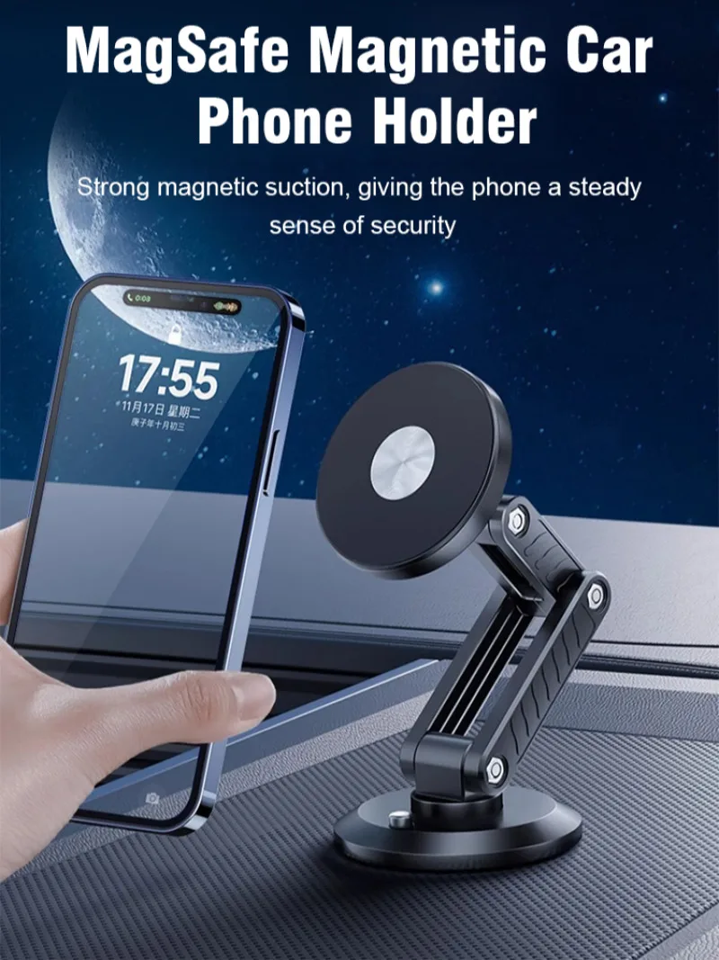 Magnetic car phone holder up and down adjustment left right rotation folding super strong suction car guide Navigation bracket