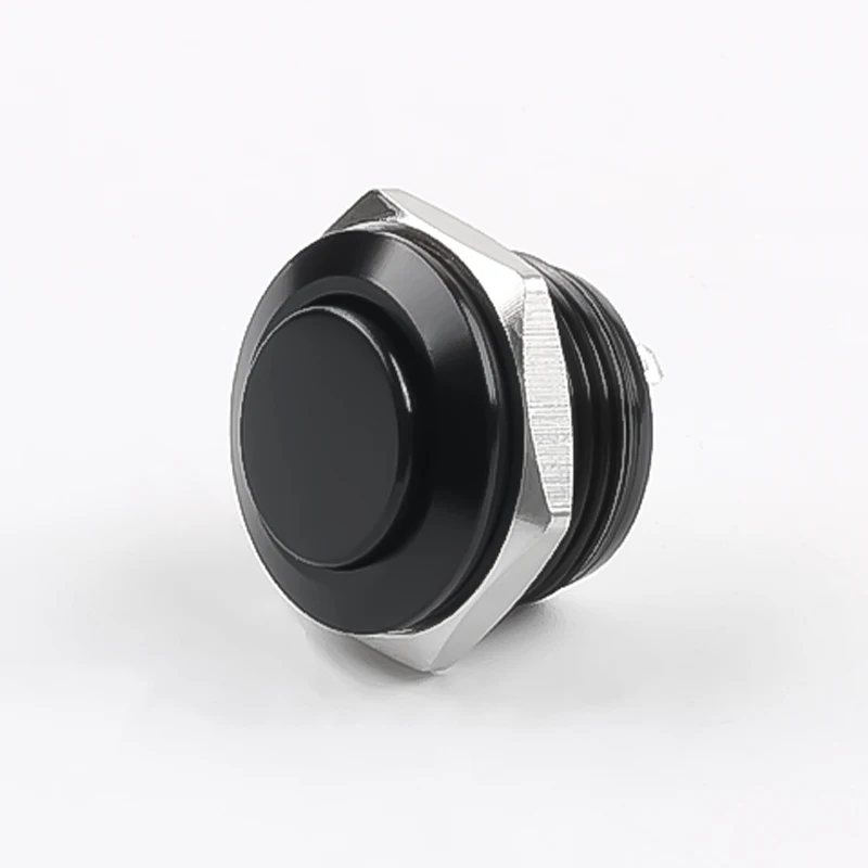 12/16/19/22mm Metal Push Button Switch, Ultra Short Micro Travel, Ultra Thin, Oxide Black, Momentary Self-Reset