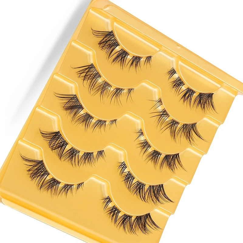 

5 Tray/Bages Artificial false eyelashes Mother sense multi-layer curling thick transparent stem eyelashes with support custom