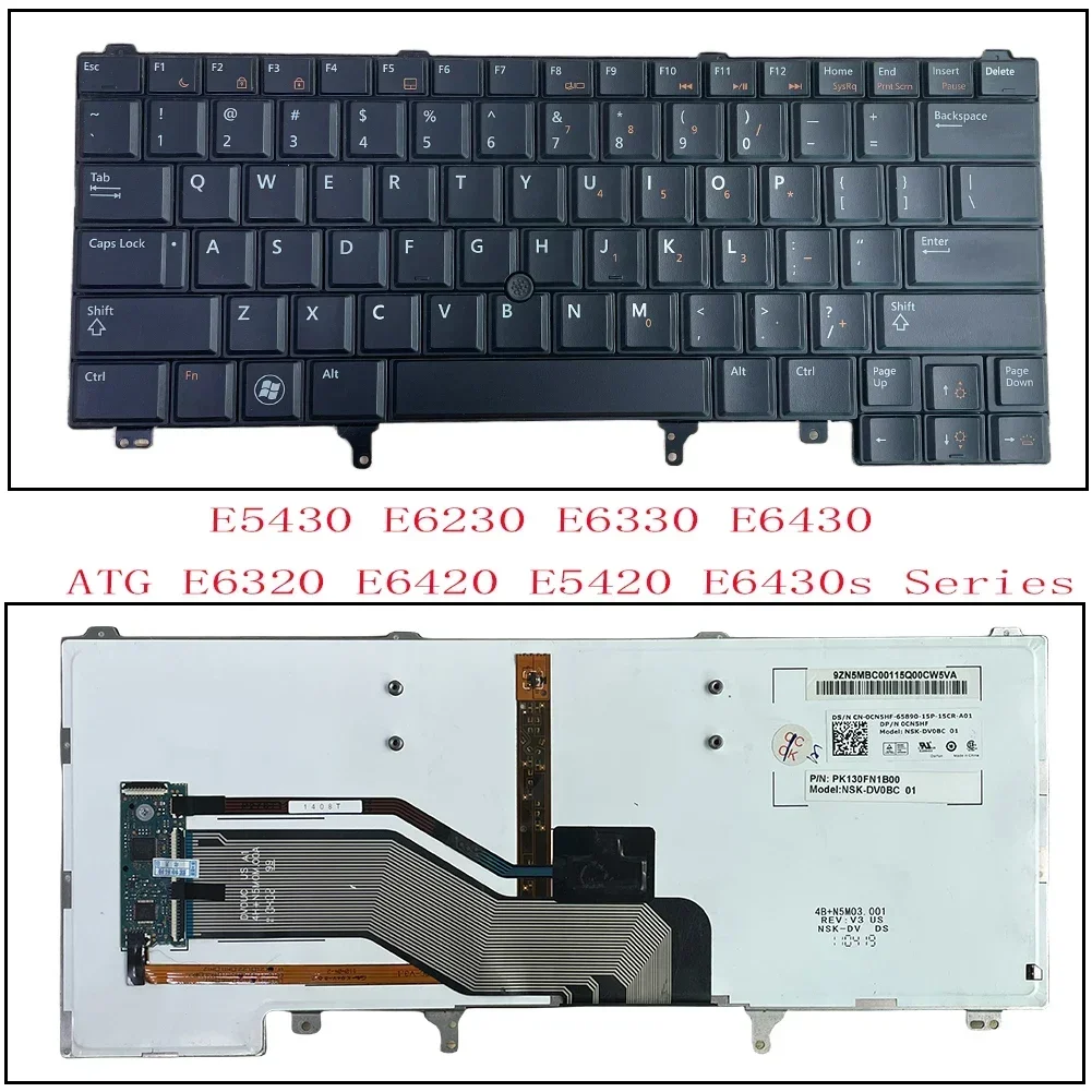 Zamienna klawiatura laptopa podświetlana ze wskaźnikiem dla Dell Latitude E5430 E6230 E6330 E6430 ATG E5420 E6320 E6420 E6430s Series