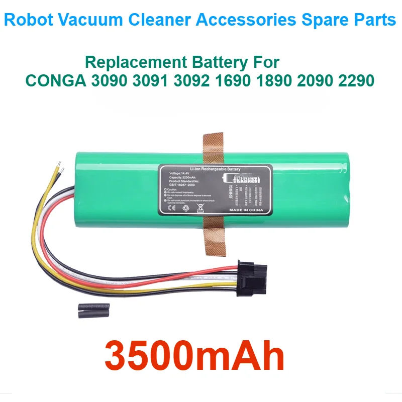 Replacement Battery 3500mAh Robot Vacuum Cleaner Accessories Spare Parts For CONGA 3090 3091 3092 1690 1890 2090 2290