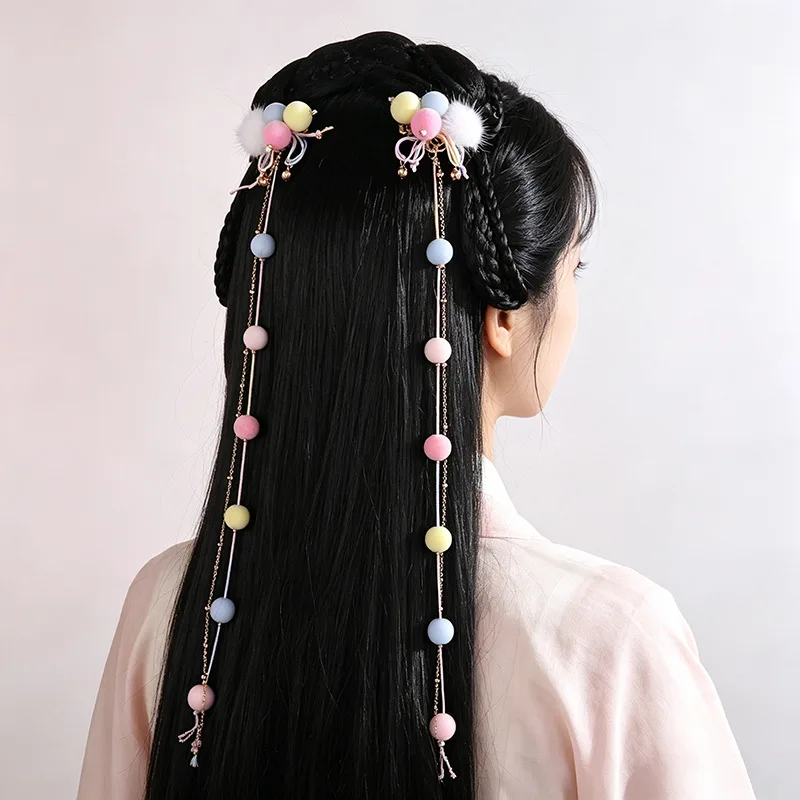 Bracelet Hand String Original Candy Color Matching Antique Hanfu Hairpin Sweet Pearl Tassel Side Clip New Chinese Headdress Can