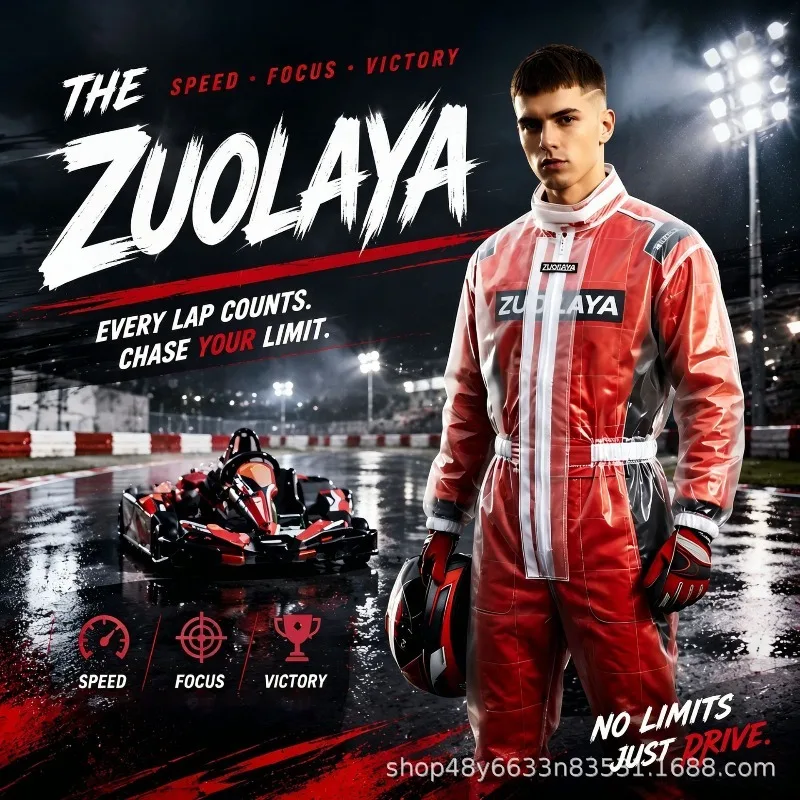 ZUOLAYA Waterproof Kart Jumpsuit Raincoat One-piece Transparent Raincoat Motorcycle Racing Suit Keeps You Dry
