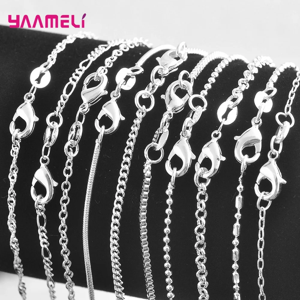 5Pcs Wholesale 925 Sterling Silver Jewelry Necklace 15 Styles Solid Snake Chain Necklace for Men   Women Party Jewelry Gift