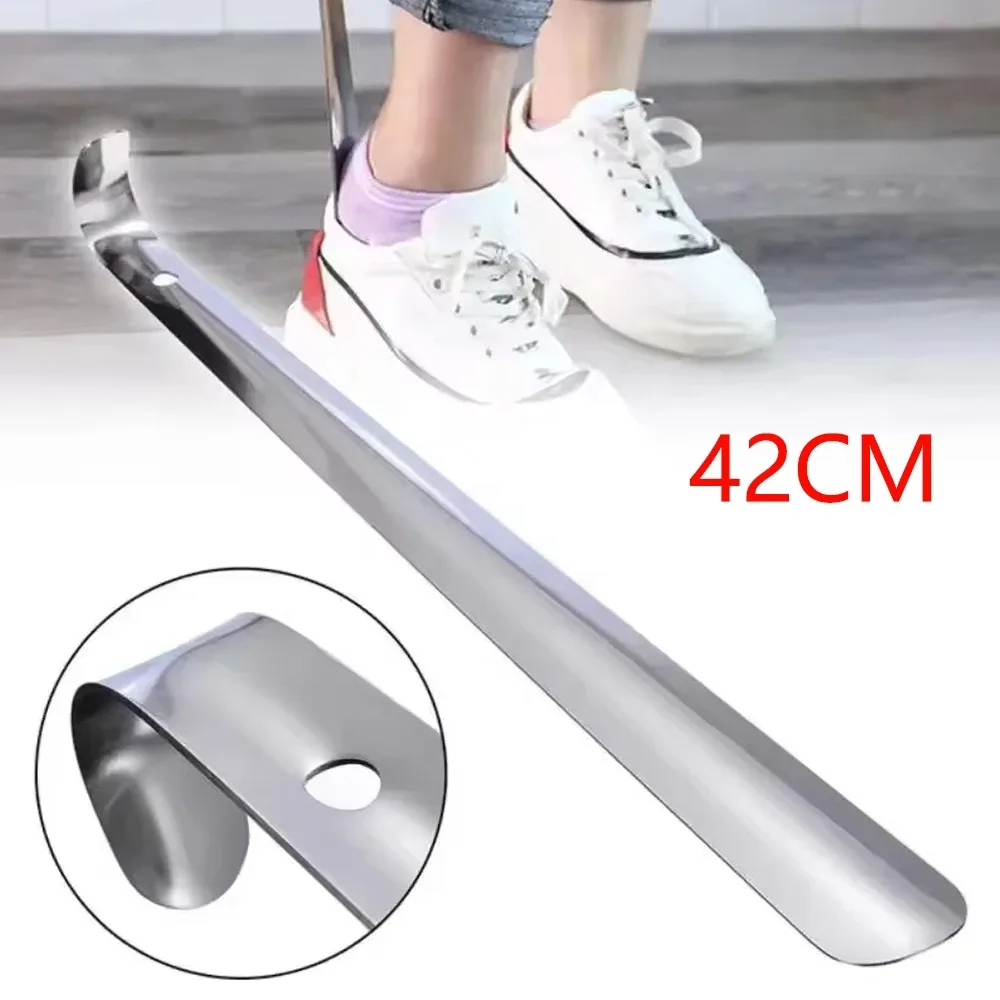 42cm Portable Home Supply Stainless Steel Shoes Lifter Spoon Durable Tool Wearing Long Handle Pull Professional Shoehorn
