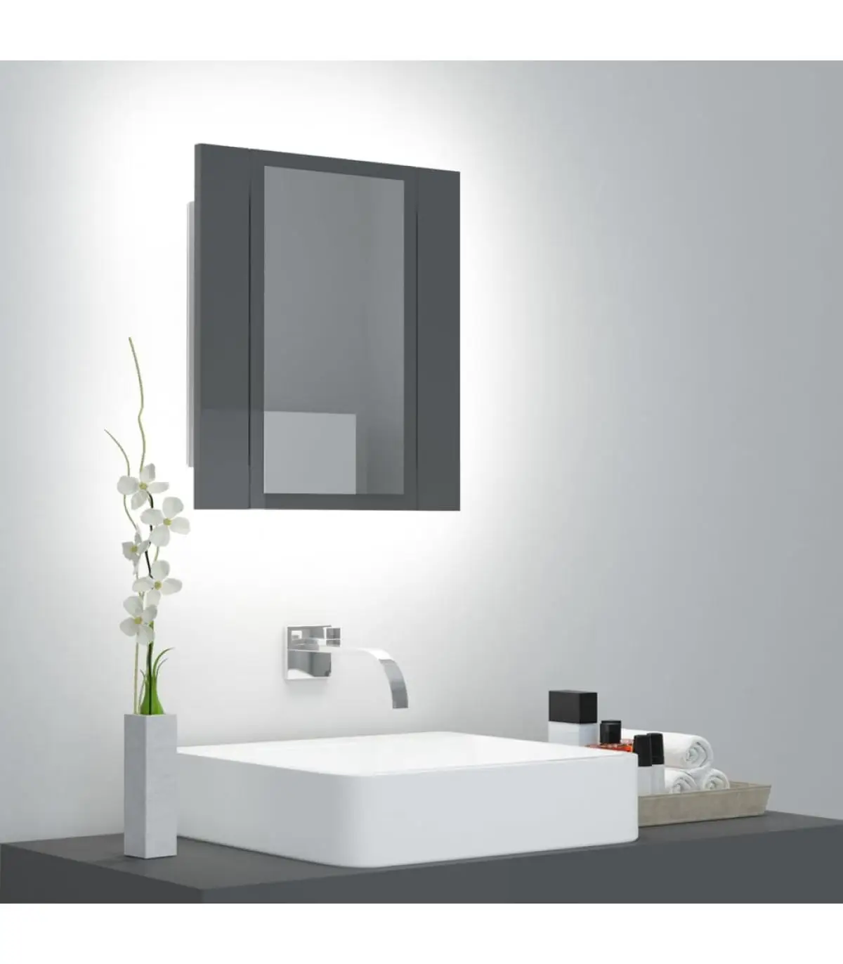 Bathroom vanities cabinet bathroom mirror bright gray LED light 40x12x45 cm