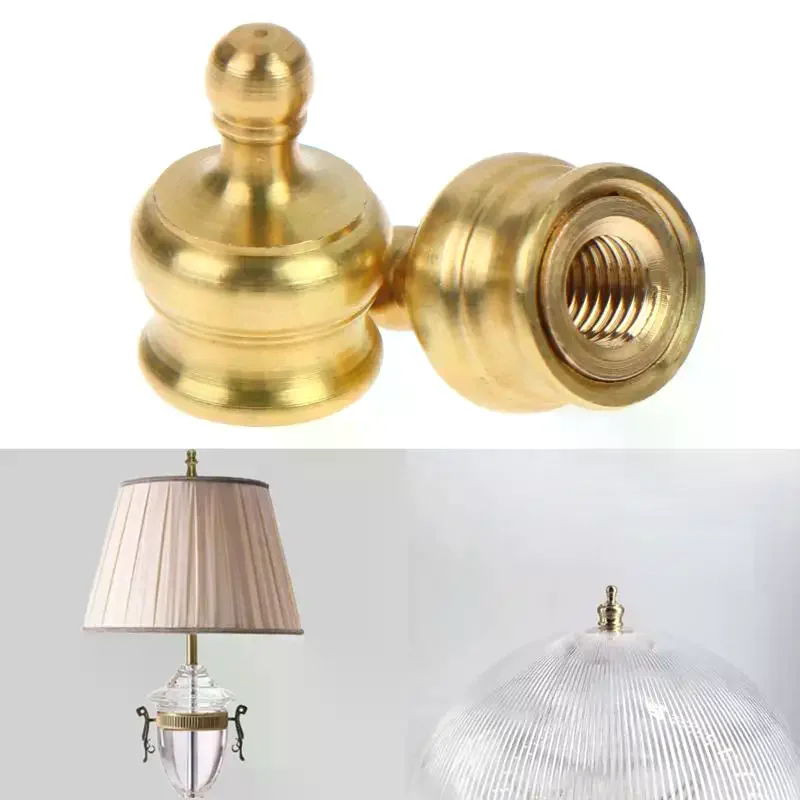 2Sets Brass Lamp Shade Top Decoration Screw Cap Nuts With Reducing Adapter For Table Lamps Floor Lamps
