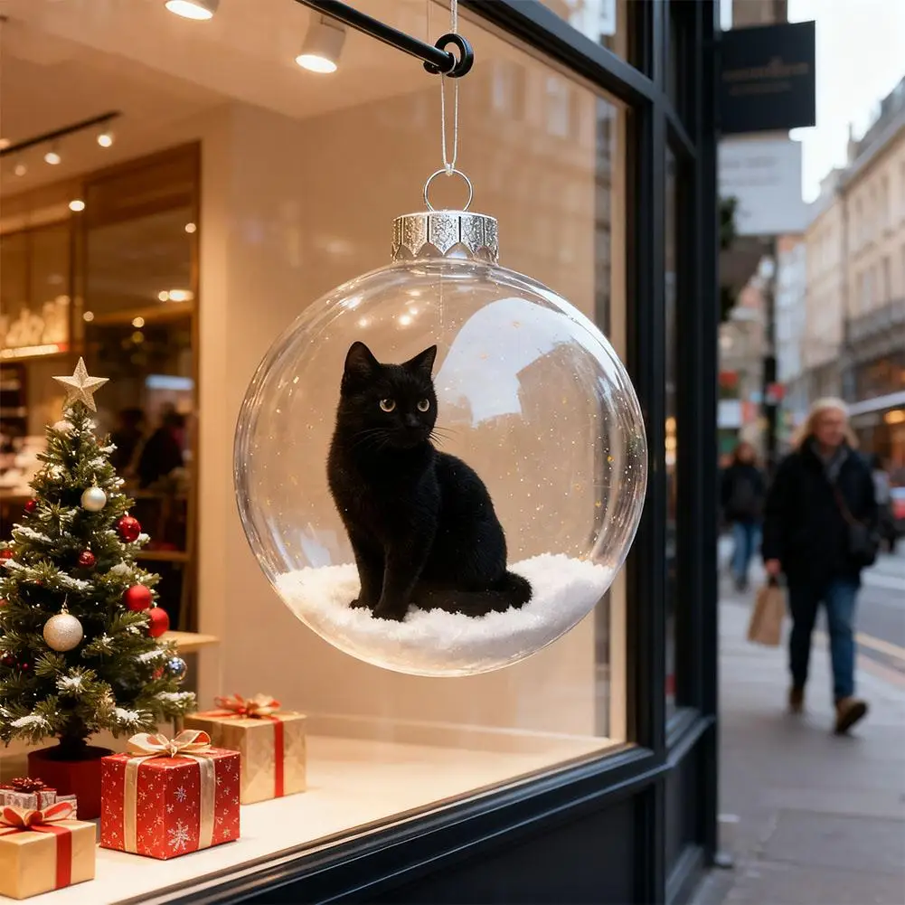 Süße Katze Weihnachten Glas Weihnachtsbaum Party Kugeln Ornament Weihnachtskugeln Mode Katze geformt Weihnachtsdekorationen 2025