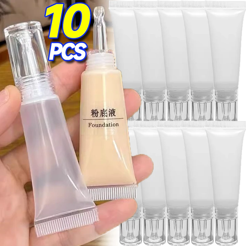 زجاجة قطارة فارغة قابلة لإعادة الملء 10/15 مللي حاويات مستحضرات تجميل فارغة لكريم الأساس السائل زجاجات عينة بلاستيكية شفافة صغيرة