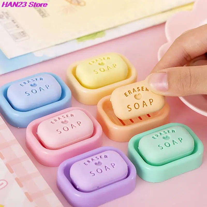 1PC Cute Soap Erasers Student Stationery Girls Candy Color Rubber Cute School Supplies Mini Pencil Eraser Teacher Gift