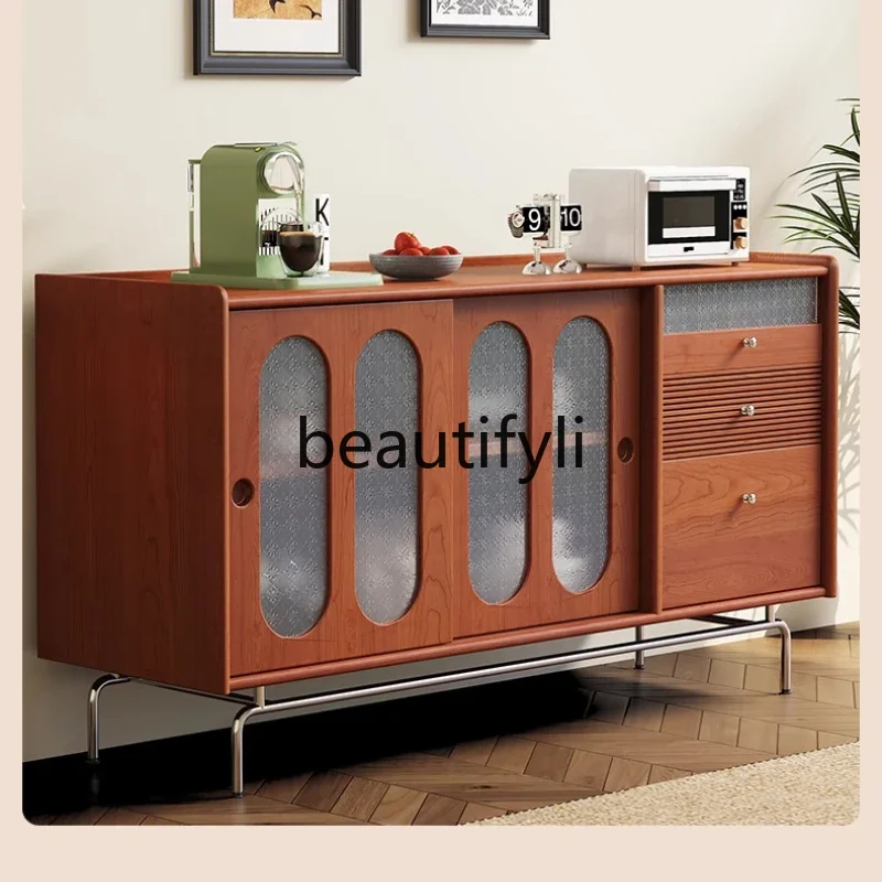 FG26French medieval style, cherry wood dining side cabinet, living room against the wall, bedroom, small apartment,