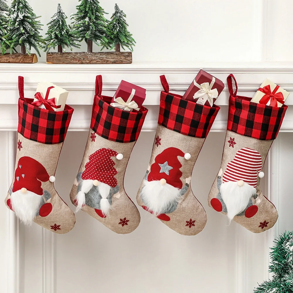 1/4 Pcs/Pack Party Accessory Holiday Decor Family Stockings Christmas Decorations Stockings Festive and Party Supplies