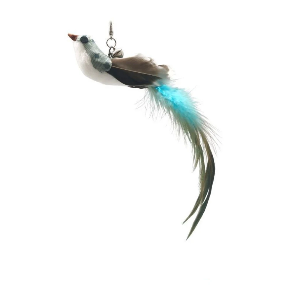 Cat Feather Toys Replacement Cat Toy Wand Refills Natural Feathers Bird Attachments with Bell for Indoor Cat Exercise Playing