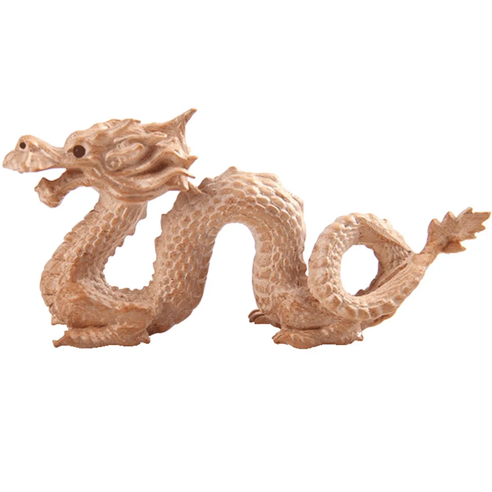 Feng Shui Carved Natural Wood Dragon Statue Sculpture Animal Figurine Good Lucky  2024 Year The Dragon Statue Decoration Luck