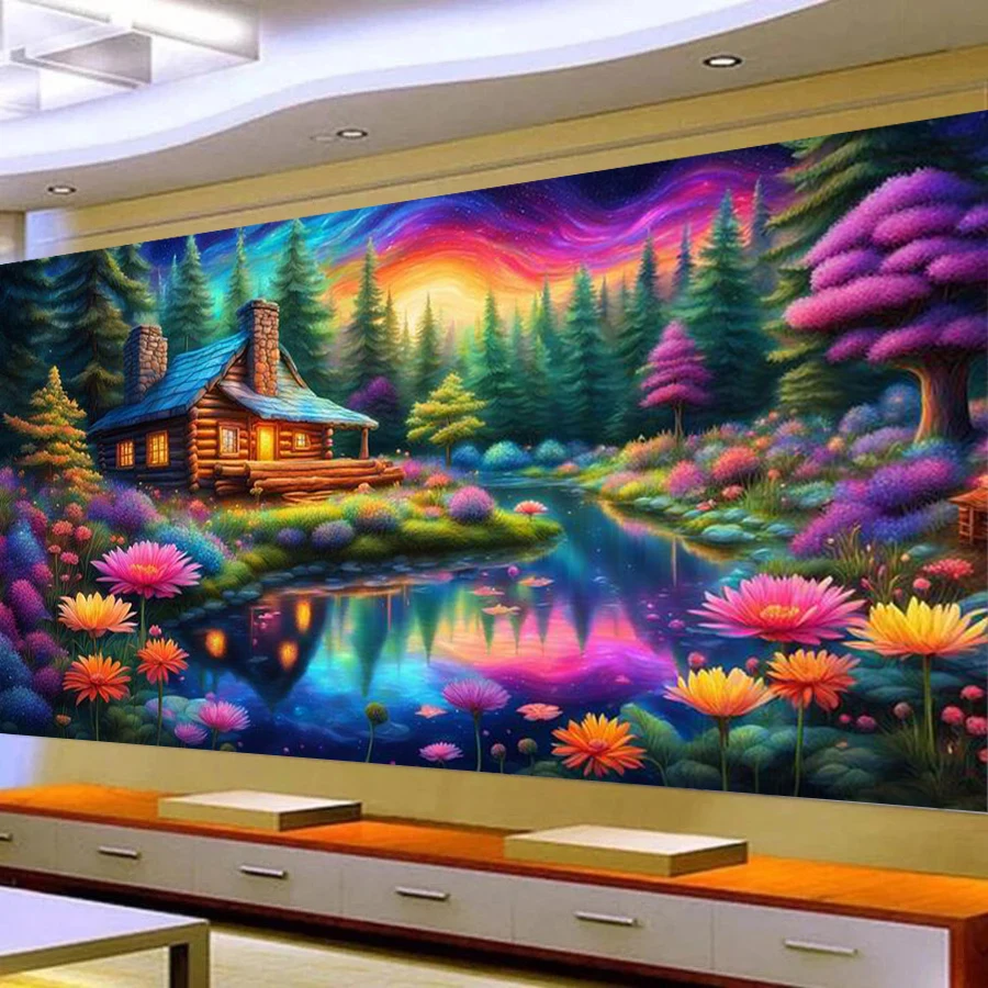 Spring Scenery House Large Size Diy Diamond Art Painting Kits Garden Landscape Full Square Round Drill Mosaic Embroidery Picture