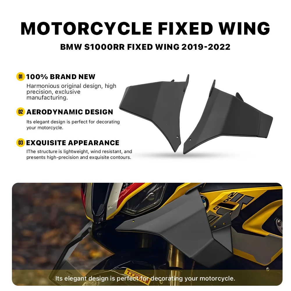 

Motorcycle fixed wing spoiler for BMW S1000RR 2019-2021 high-quality abs aerodynamic side wing side winglet windshield wing