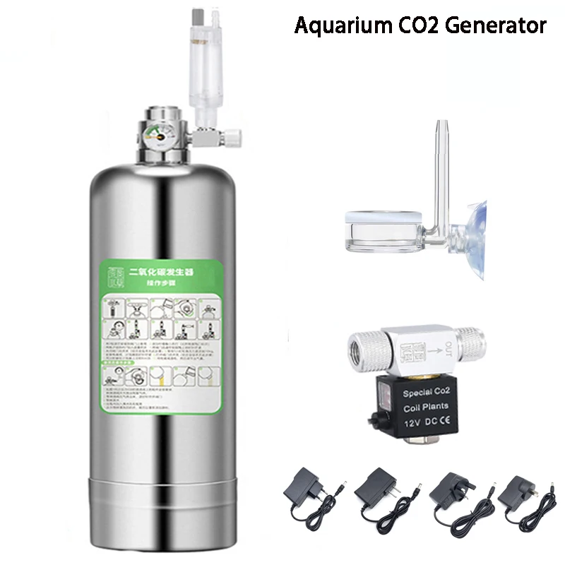 Zestaw do akwarium CO2 System generatora cylindra CO2 ze stali nierdzewnej Zestaw do reaktora dwutlenku węgla dla ryb roślinnych