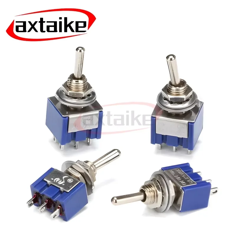 10PCS SPDT DPDT Rocker Switch MTS-102/103/202/203 6A 125VAC On-Off-On On-On 3Pin 6Pin Self-Reset Switch 3A 250VAC Toggle Switch