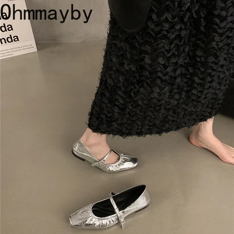 2024 Luxury Designer Women Ballet Flat Shoes Fashion Shallow Buckle Ladies Comfort Soft Sole Flat Heel Ballerina Shoes