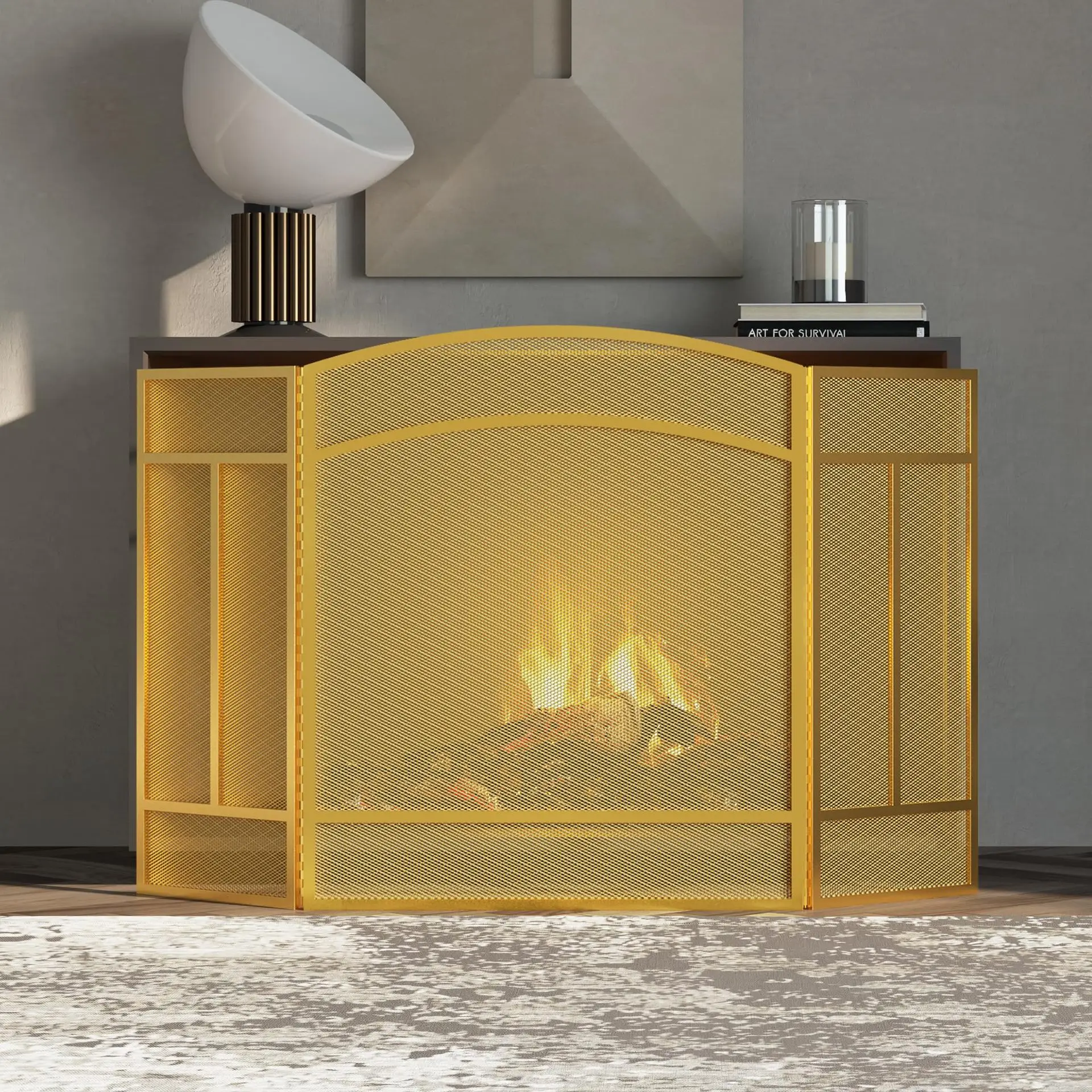 European-style wrought iron household fireplace, screen partition, fire cover, fence wall, fire circumference