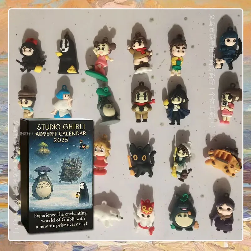 Calendario de Adviento de Navidad de Anime clásico Studio Ghibli, figura de juguete 2025, accesorios de Cosplay coleccionables, caja ciega de cuenta atrás a la moda