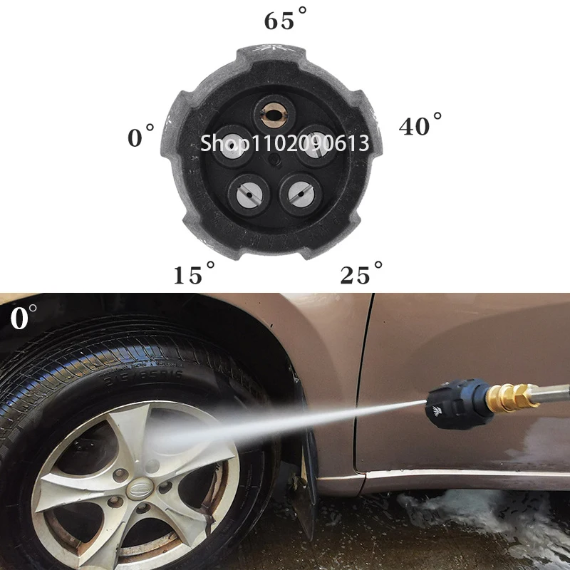 

5in1 Nozzle High Pressure Washer 0° 15° 25° 40° 65° Nozzle In One Piece G1/4 Male Connect Quick Realease Adaptor Car Washer Gun