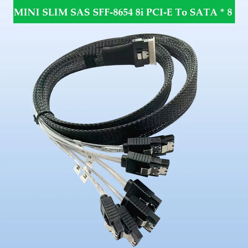 

ADT-Link MINI SLIM SAS SFF-8654 8i PCI-E To SATA * 8 High-speed Server Hard Disk Extension Cables Length Available 0.5M 1M