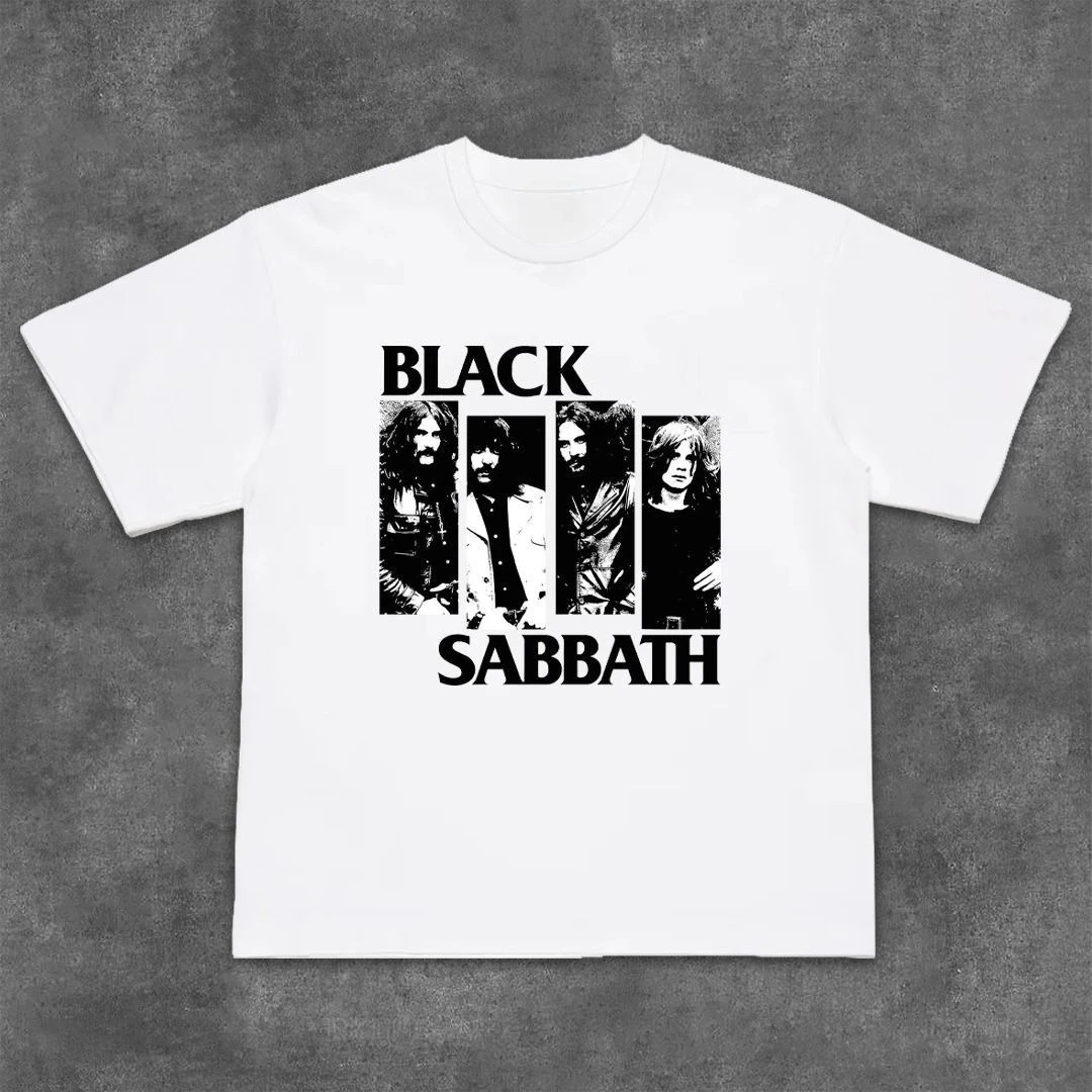 

Short-sleeved T-shirt Black Sabbath Rock Band Round-neck Top